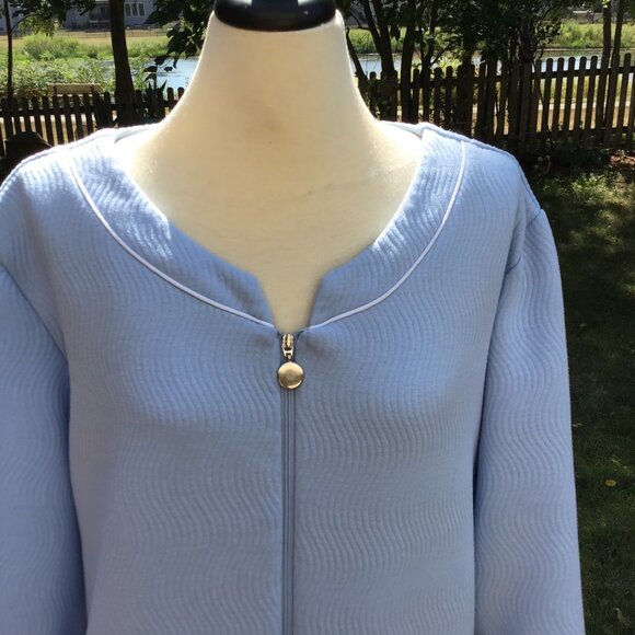 Miss Elaine Womens Blue Long Zip Robe 3X Textured Warm Winter - Picture 7 of 9